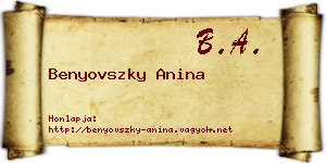Benyovszky Anina névjegykártya